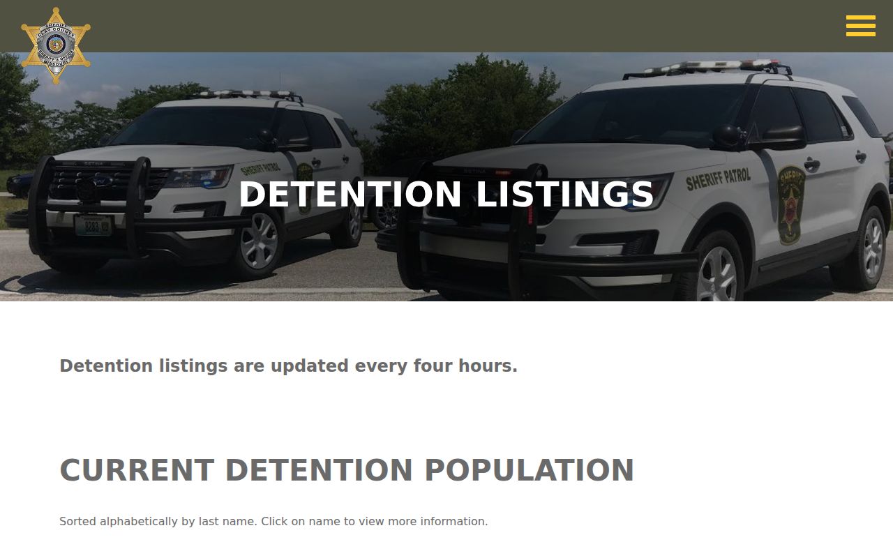 Clay County detention listing interface