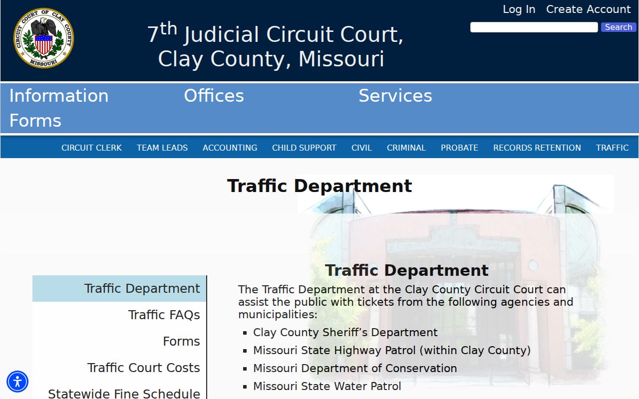 Clay County Circuit Court traffic department page