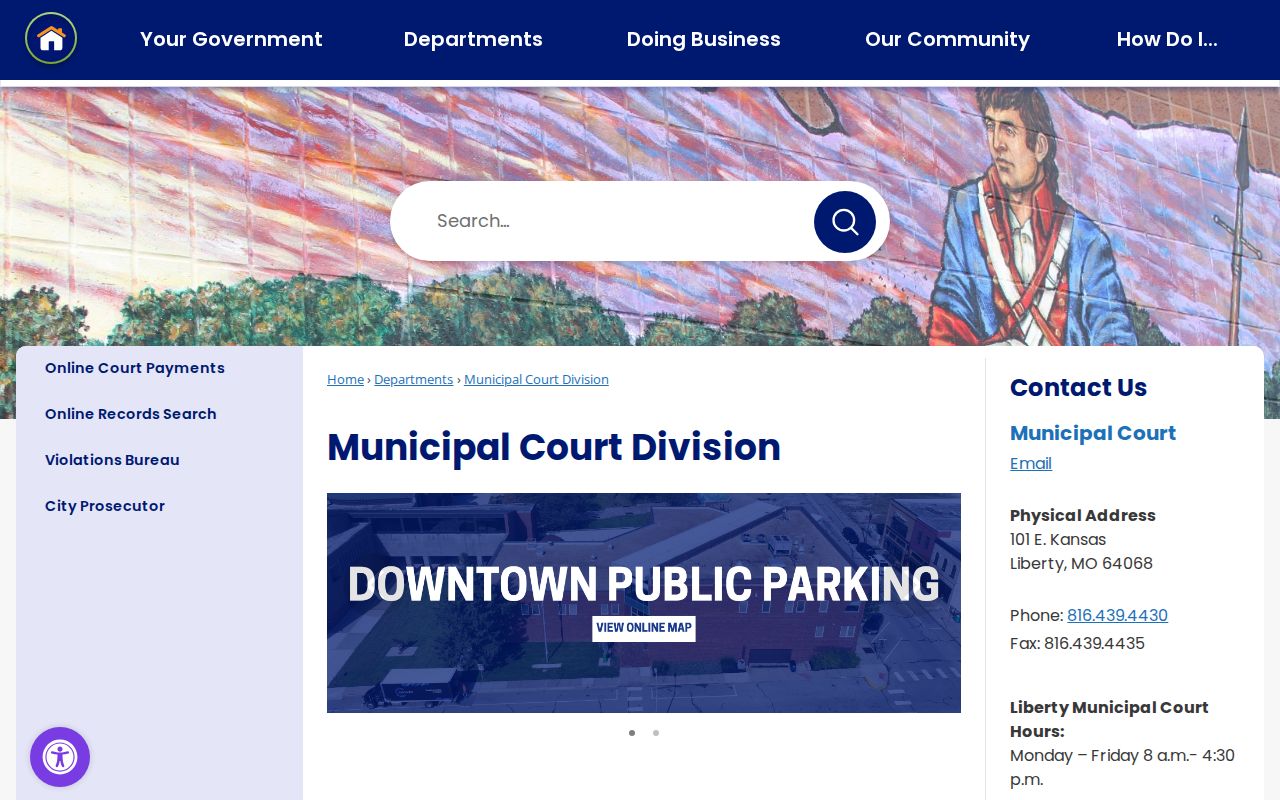 Liberty Missouri Municipal Court page